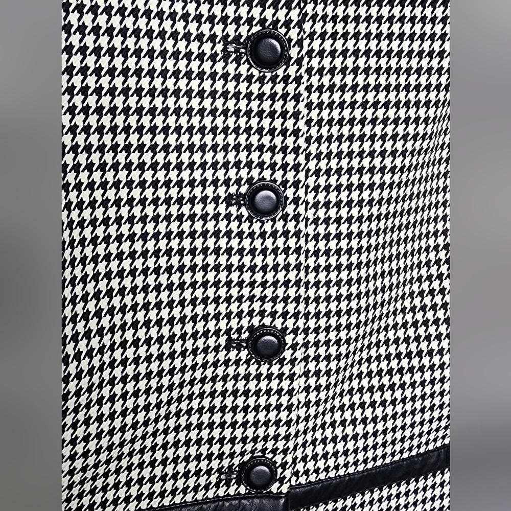 John Meyer Collection Vintage Houndstooth Blazer with Faux Leather Work Jacket - Picture 10 of 11
